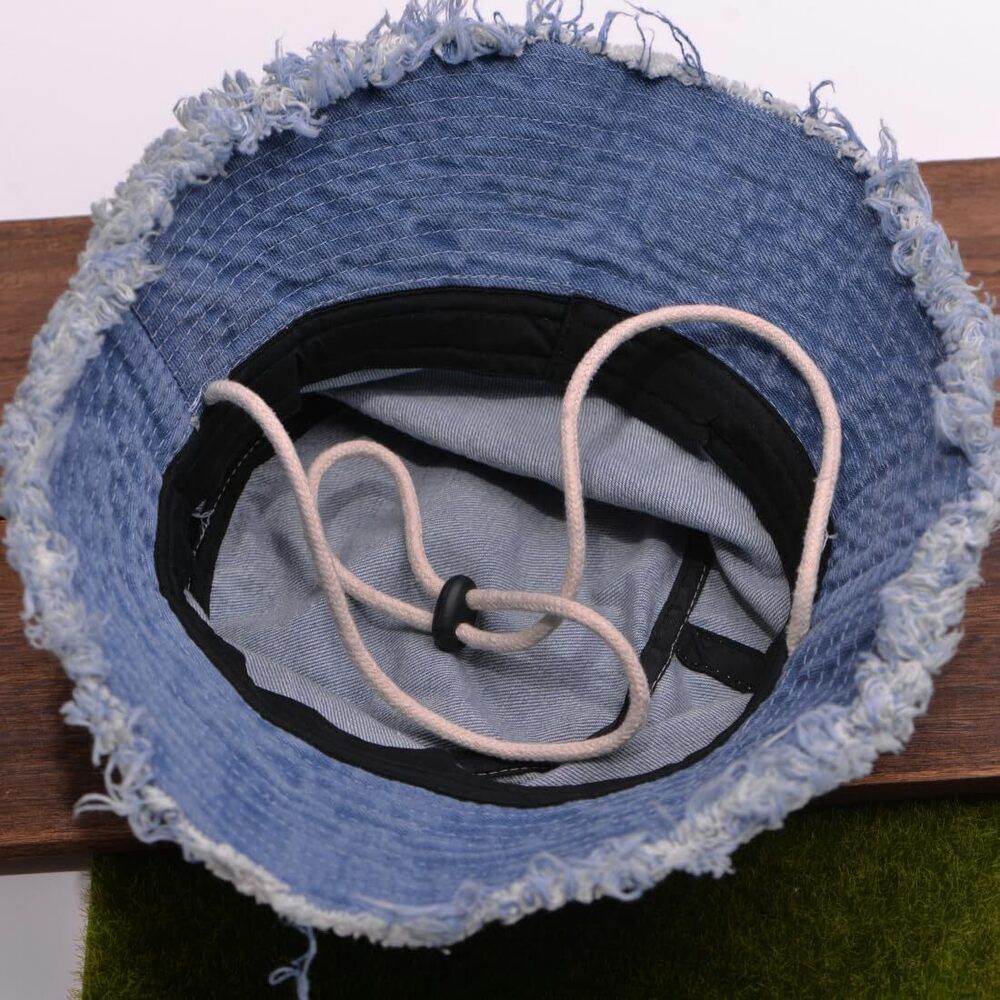 2150 Fashion Cotton Denim Distressed Bucket Hat, Sun Hat, Hat and BLU27 - Picture 6 of 9